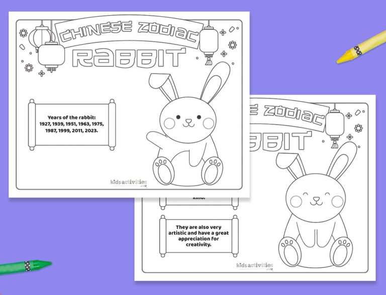 Chinese Zodiac Rabbit Coloring Pages Facebook