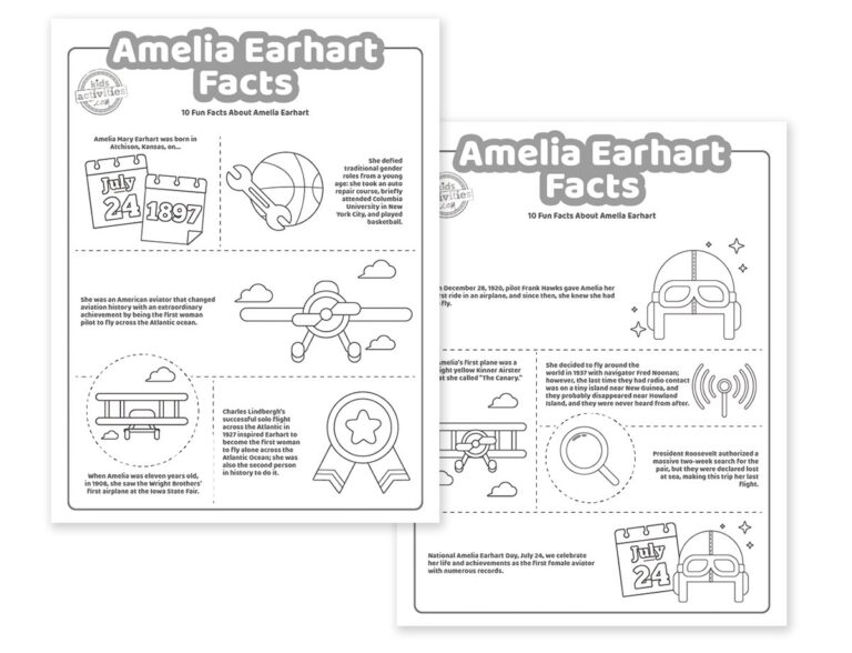 Amelia Earhart Facts Coloring Pages Facebook