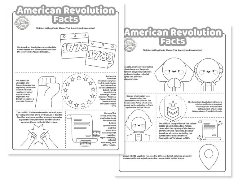 American Revolution Facts Coloring Pages Facebook