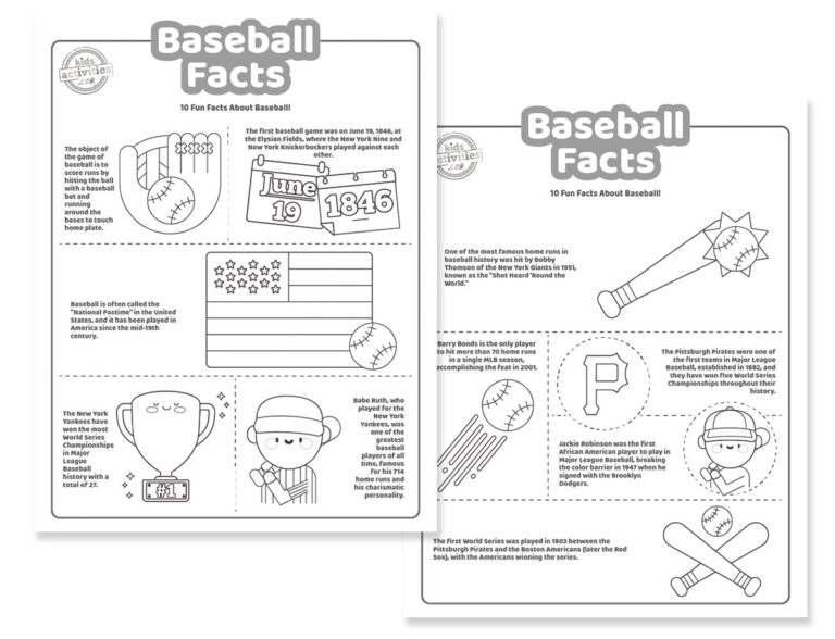 Baseball Facts Coloring Pages Facebook