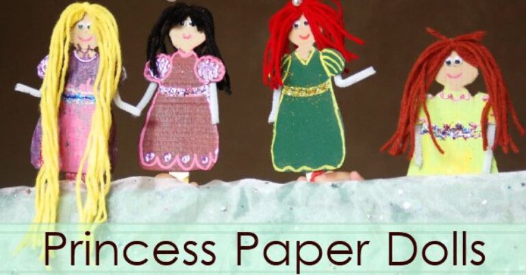 Princess Paper Doll Puppets with Printable Template from Kids Activities Blog Fb