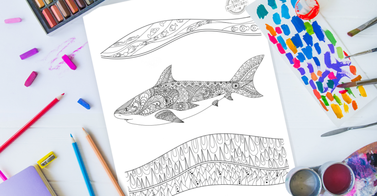 Shark Week Zentangle Coloring Page Facebook