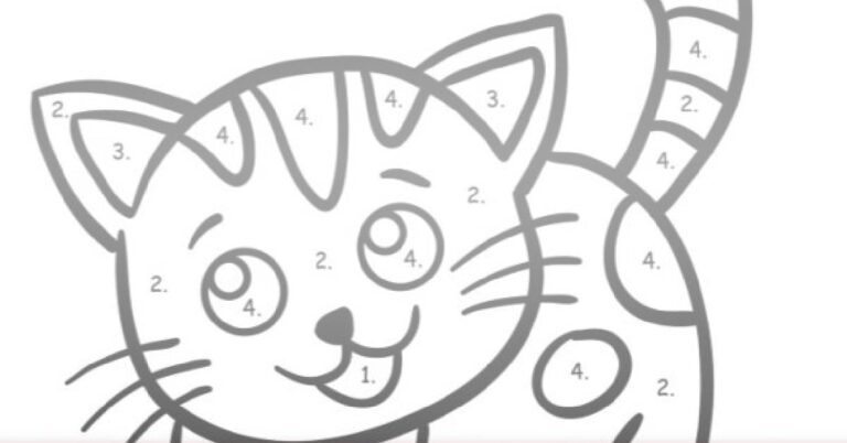 cat color by number coloring page Kids Activities Blog FB