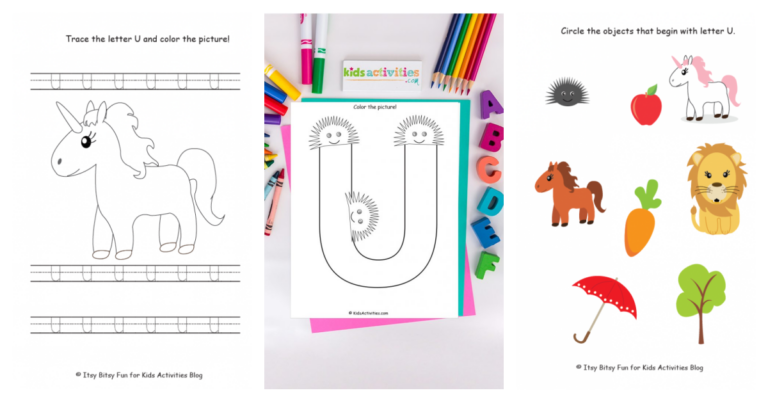 letter U worksheets for preschoolers