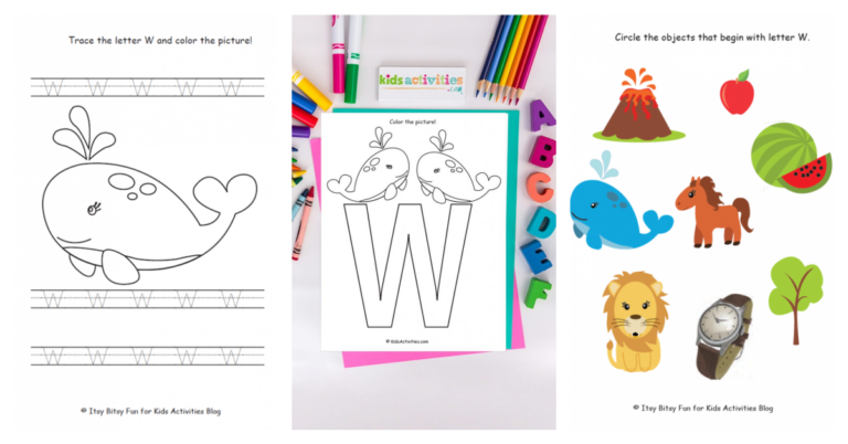 letter W preschool worksheets