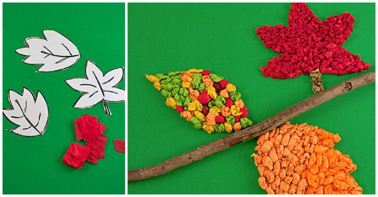 Crumple Tissue Paper Leaf Craft from Kids Activities Blog fb