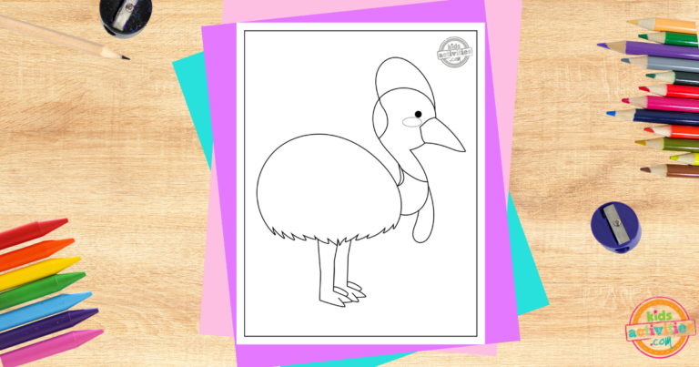 Printable Cassowary coloring page for kids