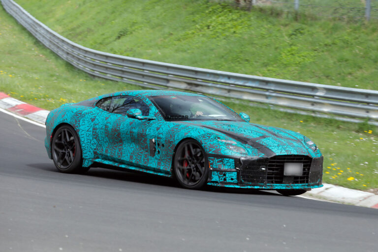 aston martin vanquish prototype at the nurburgring side cornering