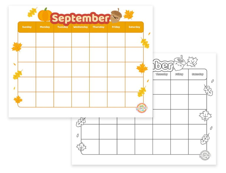 September Calendar Printable Facebook