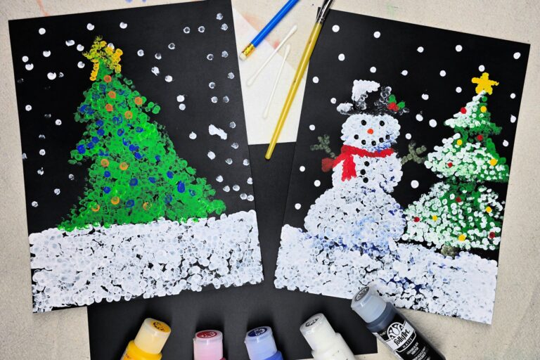 snow scene pointillism complete horiz kids activities blog